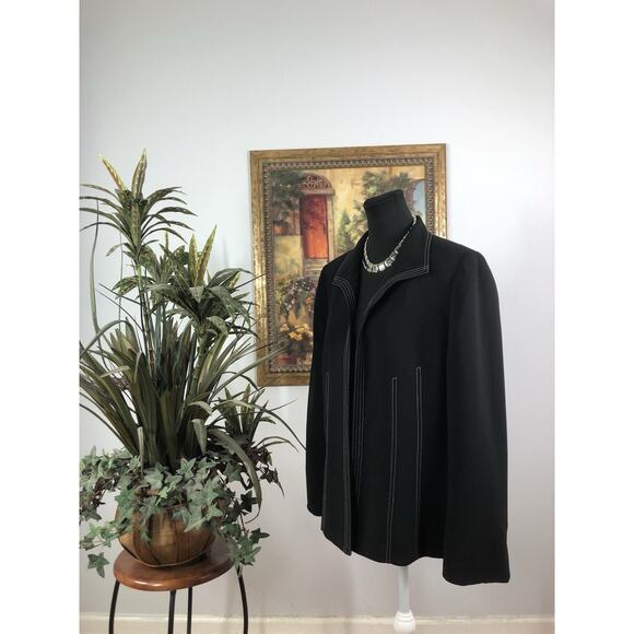 Kasper Blazer Womens 14 Black Open Career Office Clueless Preppy Long Sleeve - Picture 3 of 9